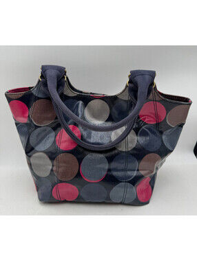 Women's Handbag Multicolor Polka Dot Double Handle Shoulder Strap Tote Bag